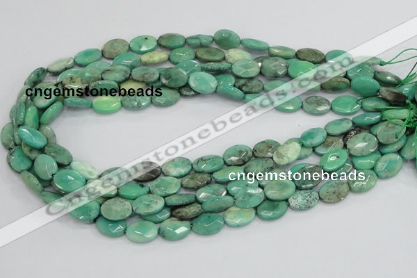 CAB38 15.5 inches 10*14mm faceted oval green grass agate beads