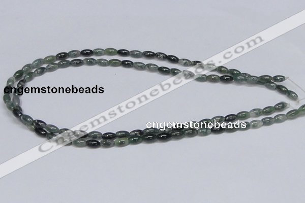 CAB387 15.5 inches 5*8mm rice moss agate gemstone beads wholesale