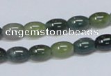 CAB388 15.5 inches 7*10mm rice moss agate gemstone beads wholesale