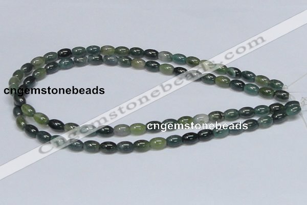 CAB388 15.5 inches 7*10mm rice moss agate gemstone beads wholesale