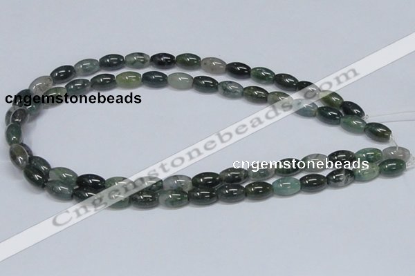 CAB389 15.5 inches 8*12mm rice moss agate gemstone beads wholesale