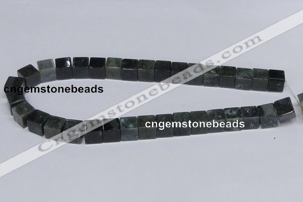 CAB399 15.5 inches 12*12mm cube moss agate gemstone beads wholesale