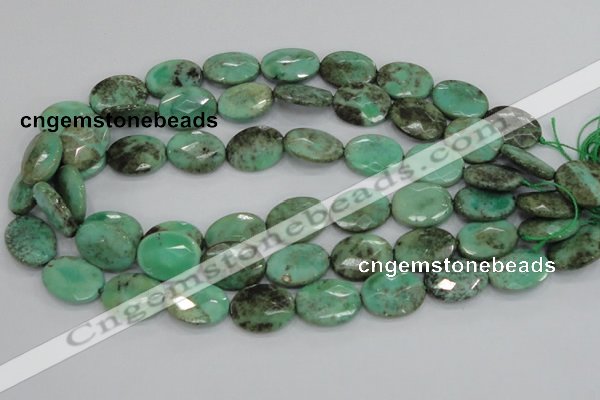 CAB40 15.5 inches 15*20mm faceted oval green grass agate beads