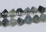 CAB400 15.5 inches 6*6mm inclined cube moss agate gemstone beads