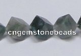 CAB401 15.5 inches 10*10mm inclined cube moss agate gemstone beads