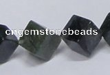 CAB402 15.5 inches 12*12mm inclined cube moss agate gemstone beads