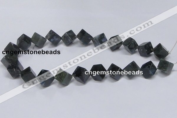 CAB402 15.5 inches 12*12mm inclined cube moss agate gemstone beads