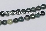 CAB403 15.5 inches 6*6mm heart moss agate gemstone beads wholesale