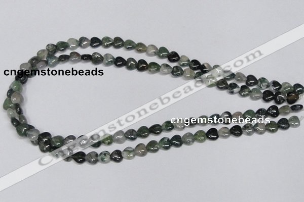 CAB404 15.5 inches 8*8mm heart moss agate gemstone beads wholesale