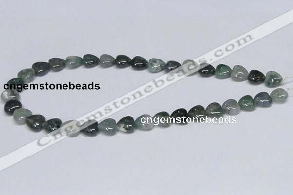 CAB406 15.5 inches 12*12mm heart moss agate gemstone beads wholesale