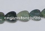 CAB407 15.5 inches 14*14mm heart moss agate gemstone beads wholesale