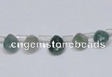 CAB414 15.5 inches 7*9mm flat teardrop moss agate gemstone beads