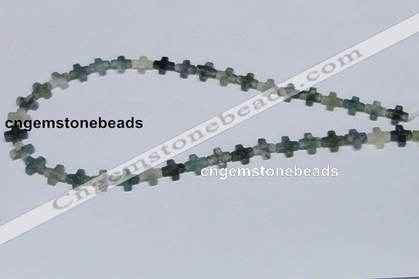 CAB415 15.5 inches 10*10mm cross moss agate gemstone beads