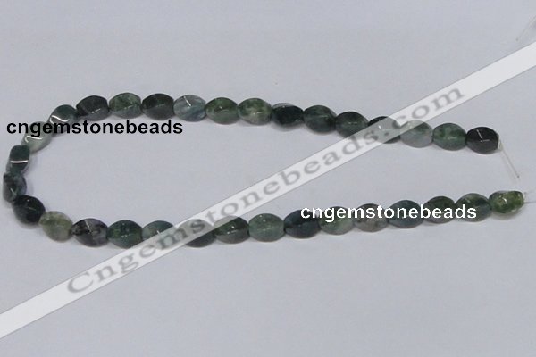 CAB420 15.5 inches 8*12mm twisted rice moss agate gemstone beads