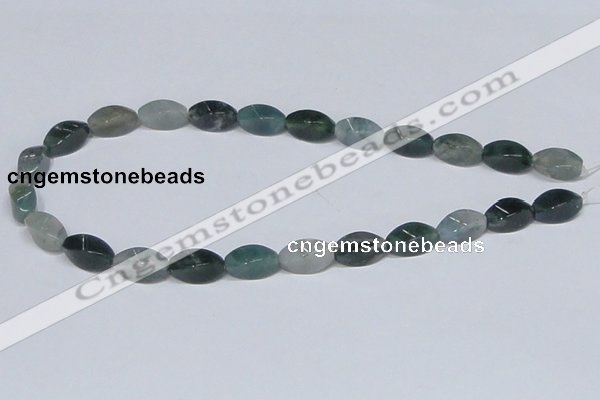 CAB421 15.5 inches 8*16mm twisted rice moss agate gemstone beads