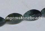 CAB422 15.5 inches 10*20mm twisted rice moss agate gemstone beads