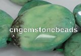 CAB44 15.5 inches 30*40mm faceted oval green grass agate beads