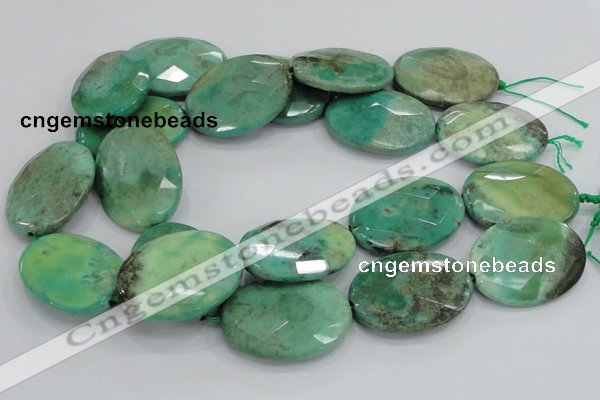 CAB44 15.5 inches 30*40mm faceted oval green grass agate beads