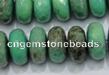 CAB45 15.5 inches 10*18mm faceted rondelle green grass agate beads