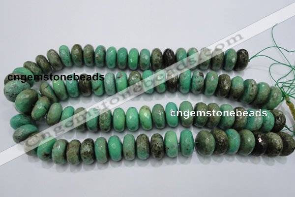 CAB45 15.5 inches 10*18mm faceted rondelle green grass agate beads