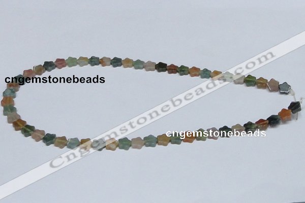 CAB458 15.5 inches 8*8mm star indian agate gemstone beads wholesale