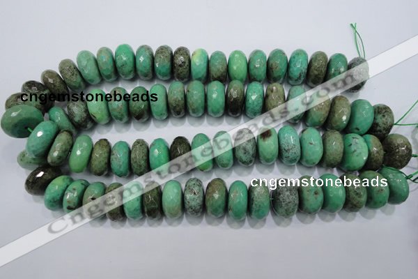 CAB46 15.5 inches 11*20mm faceted rondelle green grass agate beads