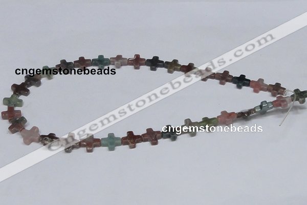 CAB461 15.5 inches 12*12mm cross indian agate gemstone beads