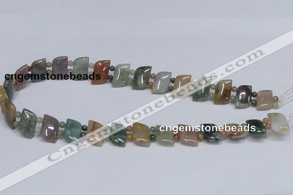 CAB468 15.5 inches horse eye & round double-drilled indian agate beads