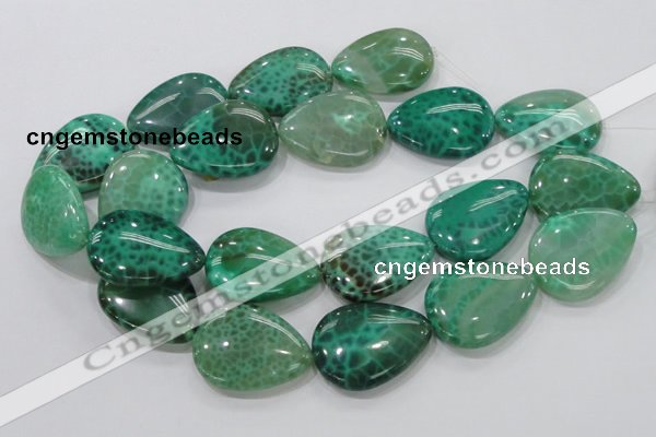 CAB56 15.5 inches 30*40mm flat teardrop peafowl agate gemstone beads