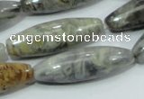 CAB565 15.5 inches 12*40mm rice silver needle agate gemstone beads