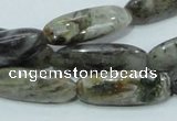 CAB566 15.5 inches 10*30mm rice silver needle agate gemstone beads