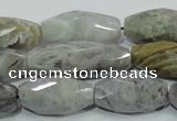 CAB567 15.5 inches 15*28mm faceted rice silver needle agate beads