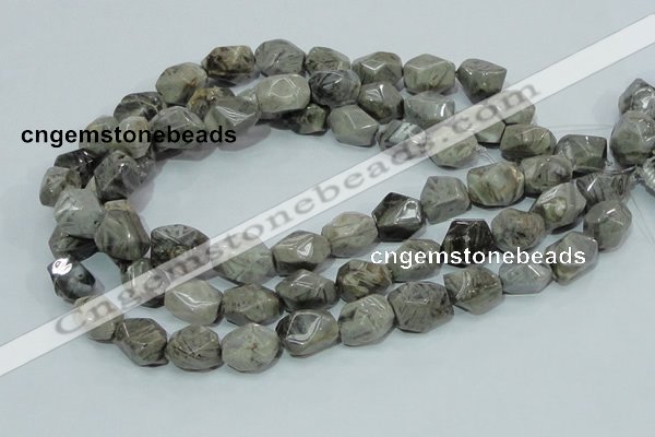 CAB568 15.5 inches 15*20mm nuggets silver needle agate gemstone beads