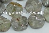 CAB571 15.5 inches 20mm wavy coin silver needle agate gemstone beads