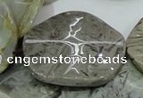 CAB572 15.5 inches 40mm wavy coin silver needle agate gemstone beads