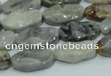 CAB573 15.5 inches 10*20mm wavy oval silver needle agate gemstone beads