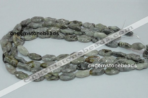 CAB573 15.5 inches 10*20mm wavy oval silver needle agate gemstone beads