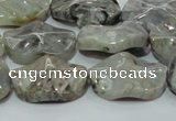 CAB574 15.5 inches 18*25mm wavy oval silver needle agate gemstone beads