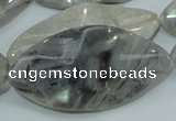 CAB577 15.5 inches 25*50mm wavy marquise silver needle agate beads