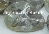 CAB578 15.5 inches 40*50mm wavy teardrop silver needle agate beads