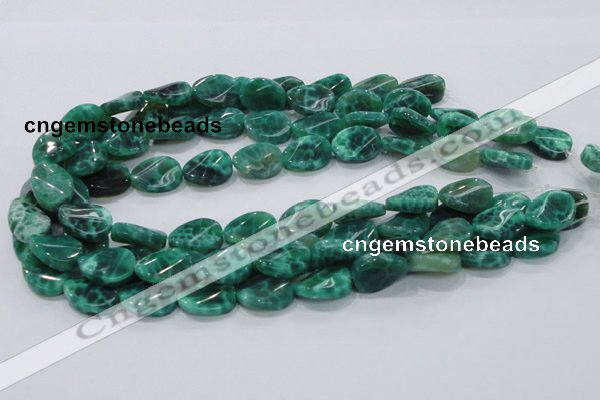 CAB58 15.5 inches 14*18mm twisted oval peafowl agate gemstone beads