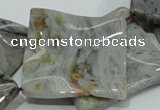 CAB585 15.5 inches 40*40mm wavy diamond silver needle agate beads