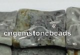 CAB587 15.5 inches 40*40mm wavy square silver needle agate beads