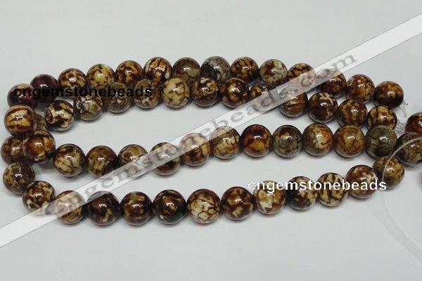 CAB612 15.5 inches 14mm round leopard skin agate beads wholesale