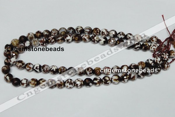 CAB616 15.5 inches 10mm faceted round leopard skin agate beads wholesale