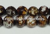 CAB617 15.5 inches 12mm faceted round leopard skin agate beads wholesale