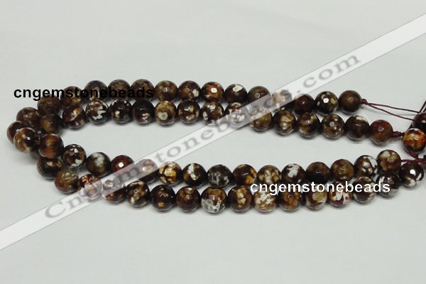 CAB617 15.5 inches 12mm faceted round leopard skin agate beads wholesale