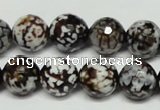 CAB618 15.5 inches 14mm faceted round leopard skin agate beads wholesale