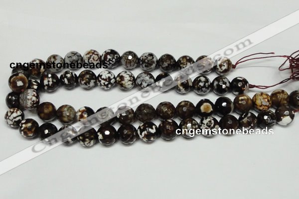 CAB618 15.5 inches 14mm faceted round leopard skin agate beads wholesale