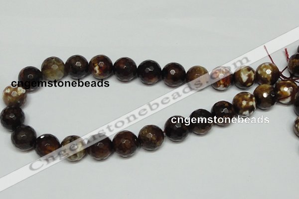 CAB619 15.5 inches 16mm faceted round leopard skin agate beads wholesale